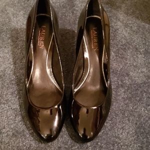 Ralph Lauren 2 inch block heel patent leather